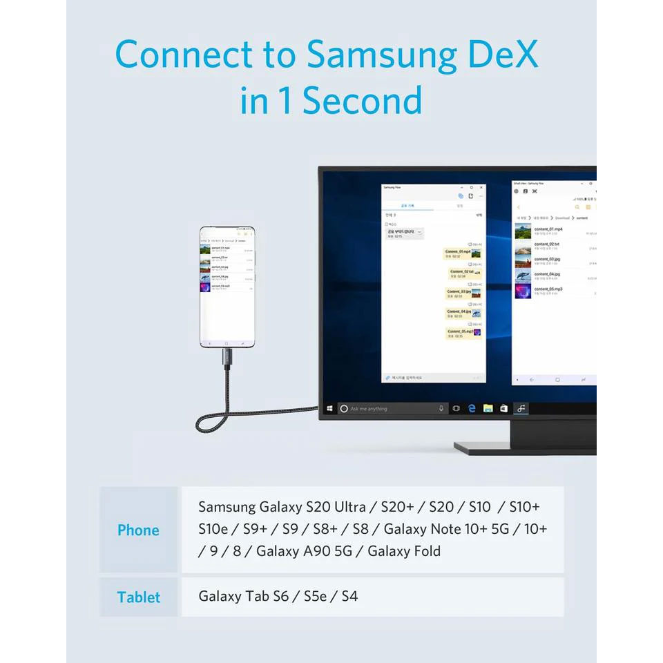کابل تبدیل HDMI به USB-C انکر مدل Nylon 4K طول 1.8 متر کابل تبدیل HDMI به USB-C انکر مدل Nylon 4K طول 1.8 متر