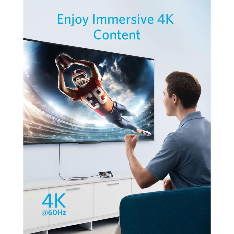 کابل تبدیل HDMI به USB-C انکر مدل Nylon 4K طول ۱٫۸ متر