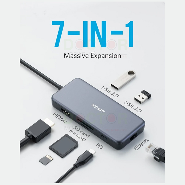 هاب 7 پورت USB-C انکر مدل A8352HA1 هاب 7 پورت USB-C انکر مدل A8352HA1