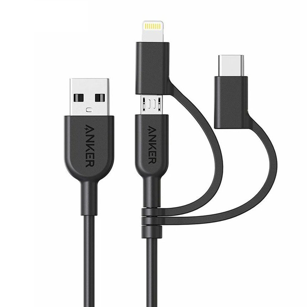 کابل تبدیل USB به Lightning / Type C / Micro USB انکر مدل A8436 PowerLine II 3-in-1 طول 0.9 متر کابل تبدیل USB به Lightning / Type C / Micro USB انکر مدل A8436 PowerLine II 3-in-1 طول 0.9 متر